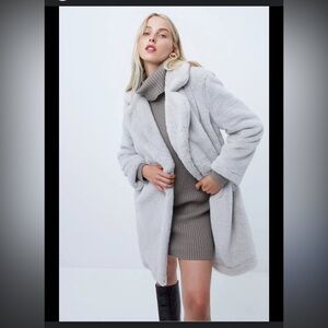 French Connection Banna Faux Fur Coat - Size M - Stone Gray - Like New!!!